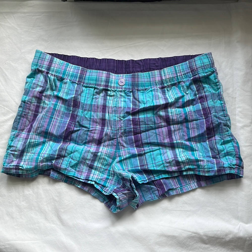 Blue and Purple Plaid Sleep-shorts - XHILARATION